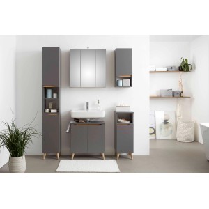 Pelipal Bad-Hochschrank Quickset 357, Quarzgrau Matt Touch, 30 cm breit. Badezimmer-Einrichtung.