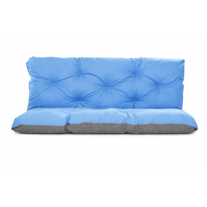 Blaues Palettenkissen-Set: Sitz- und Rückenkissen (120x50cm) für Gartenmöbel.