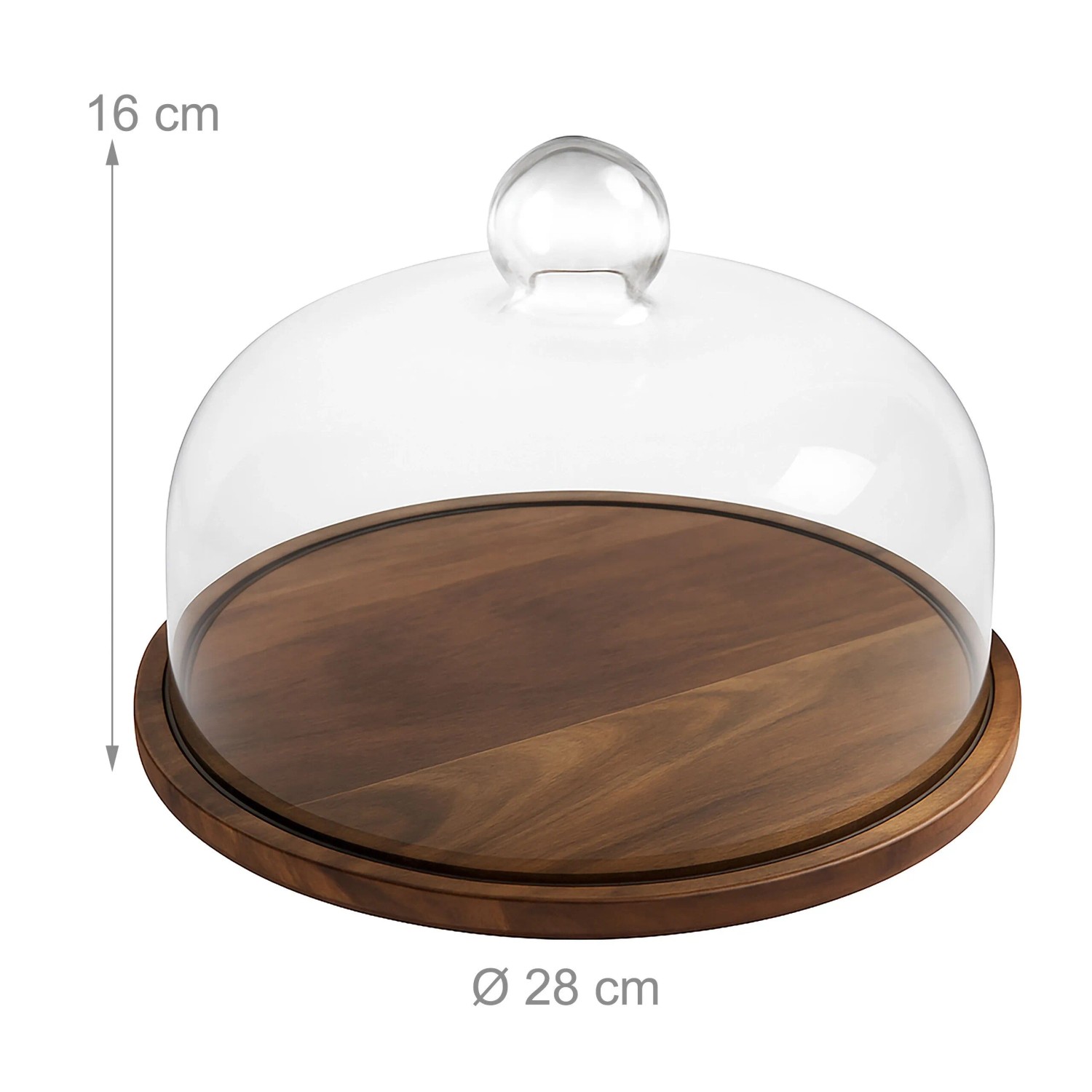 Relaxdays Tortenplatte Akazienholz Natur Transparent mit Glashaube 16 cm x 28 cm 1,1 kg kaufen bei OBI