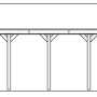 Skizze Satteldach-Carport Wallgau Nussbaum mit schwarzen Schindeln, Seitenansicht mit Höhenangabe.