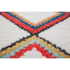 Kayoom Teppich Agadir 210, Multicolor, 120x170 cm, Hochflorteppich mit Rautenmuster.