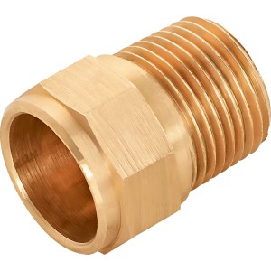 Löt-Übergangsnippel aus Rotguss, 17 mm, mit Gewinde für Lötfittings.