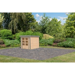 Karibu Gartenhaus Diego A, naturbelassen/graualuminium, 208,5x209x213 cm. Holz-Gartenhaus mit Doppeltür.