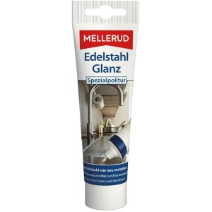 Mellerud Edelstahl Glanz Spezialpolitur, 75ml Tube für streifenfreien Glanz auf Edelstahl, Chrom und Aluminium.
