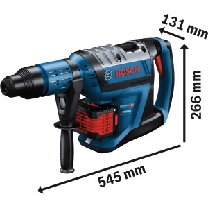 Bosch Professional Akku-Bohrhammer GBH 18V-45 C mit 2 Akkus, blau, mit Zusatzhandgriff und Koffer.