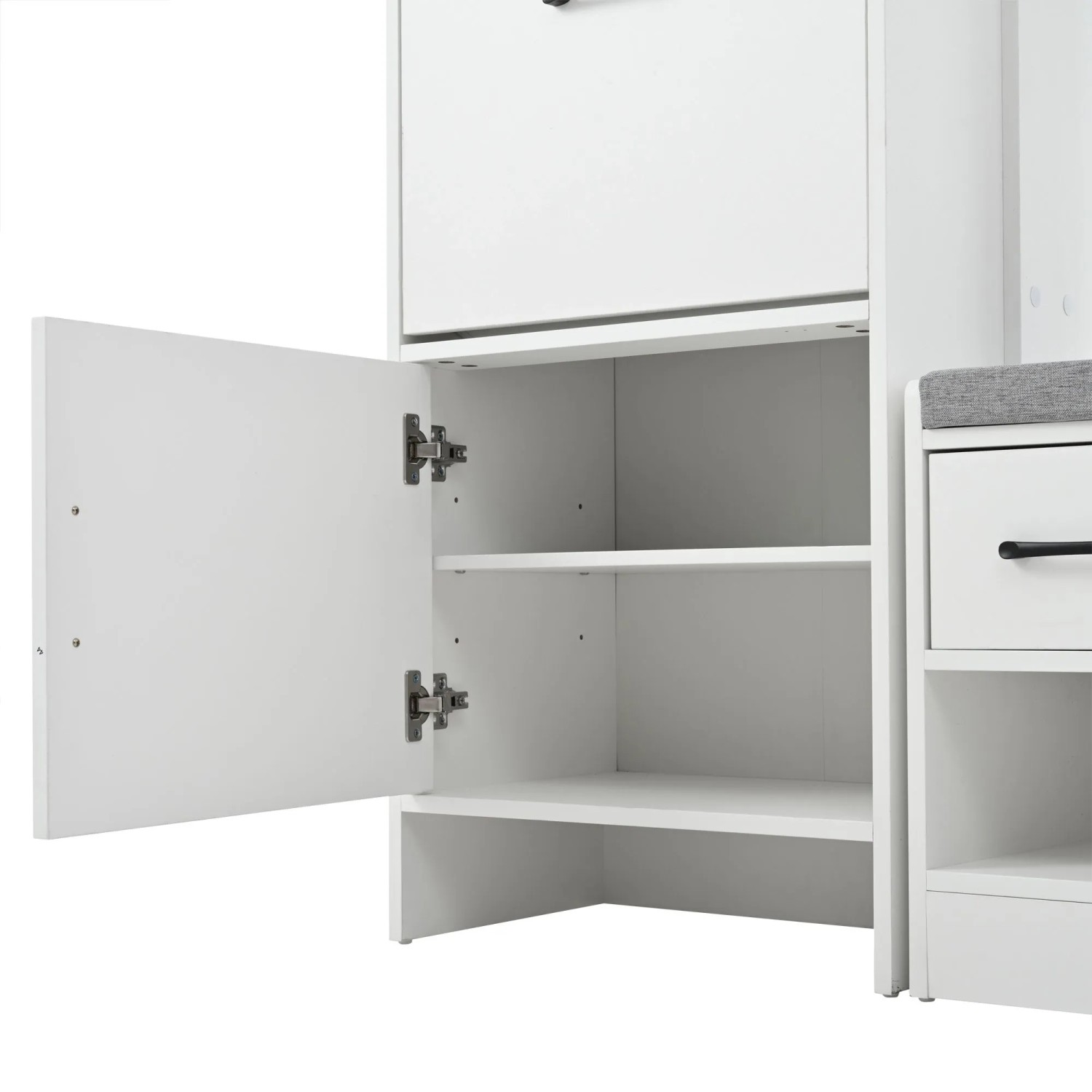 okwish Garderobenständer mit Schuhbank 7 Haken Flur 110x35x175cm Weiß_7