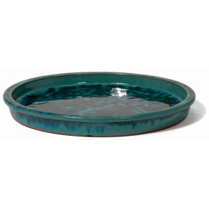 Kirschke Untersetzer 20 cm Ocean Green aus Steingut für Pflanzgefäße.