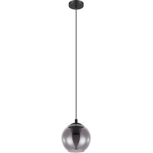 Eglo Hängeleuchte Ariscani, schwarz-transparent, mit runder Glas-Kugel als Pendelleuchte.