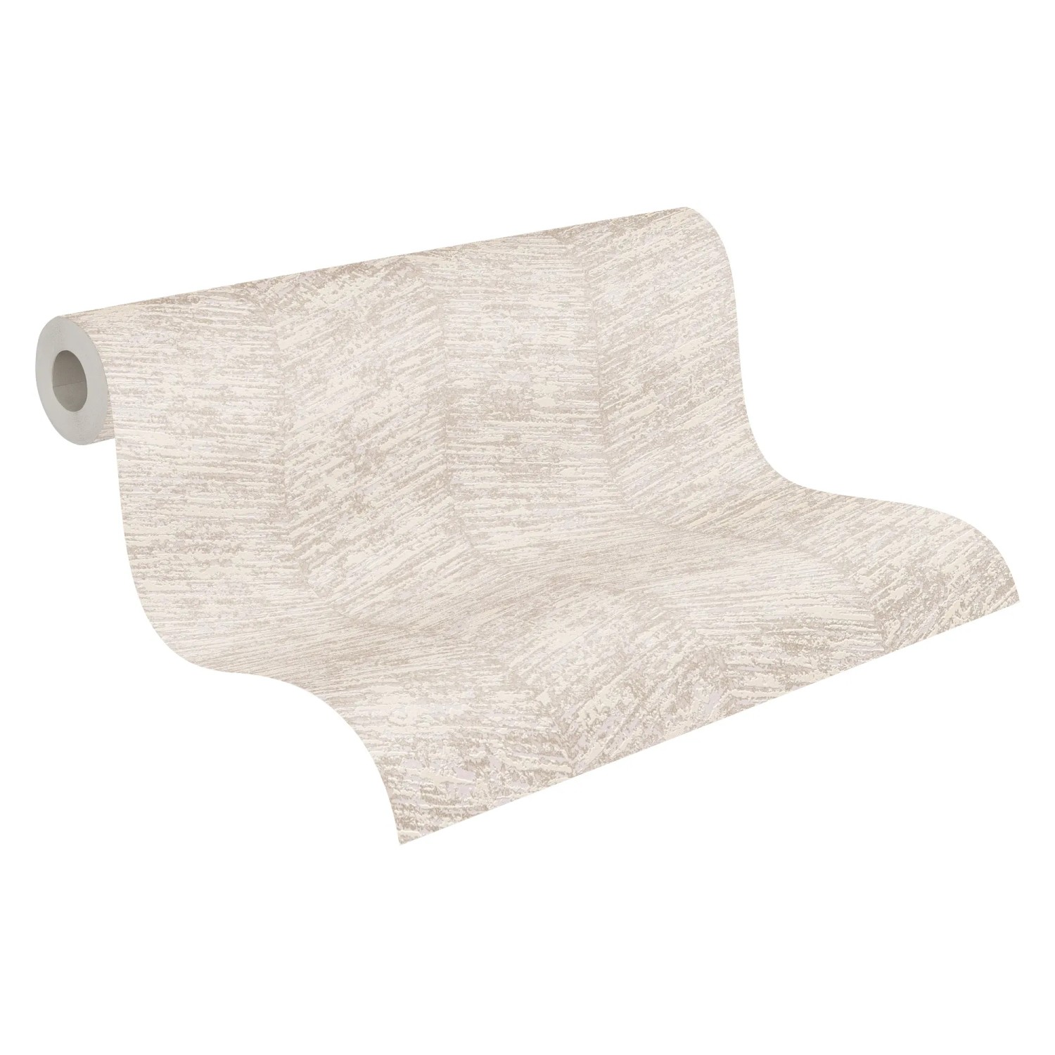 Rolle Vliestapete mit geometrischem Muster in Elfenbein, Creme und Beige.
