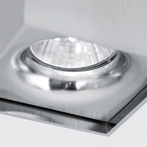 Eckiger Orion Aufbaustrahler Starlight mit GU10 Fassung in Satin-Nickel-Optik. Moderner Spot aus Aluminium.