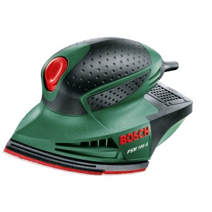 Bosch PSM 100 A Multischleifer in Grün und Schwarz. Kompakter Schleifer für Ecken und Flächen.