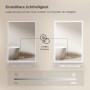 Emke Badspiegel mit LED-Beleuchtung. Helligkeit einstellbar per Touch-Schalter, von 50% auf 100% Kaltweiß.