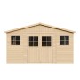 Timbela Gartenhaus M333, 19,77 m², Holz Abstellraum mit Fenstern. Unbehandeltes Holz.