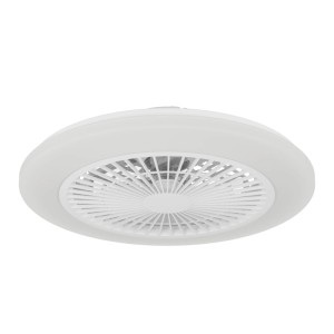 Weißer Eglo LED-Ventilator Windley, 37 Watt, Durchmesser 49,2 cm. Deckenventilator mit unsichtbaren Flügeln.