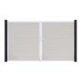 GroJa Basicline Doppeltor, weiß, mit Aluminiumrahmen und horizontalen Profilen. Sichtschutzzaun Tor.