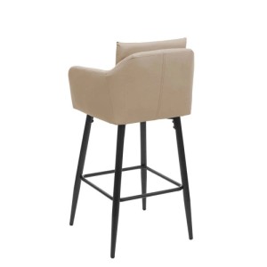 2er-Set Barhocker H93 in Taupe-Beige mit Kunstlederbezug und schwarzem Metallgestell.