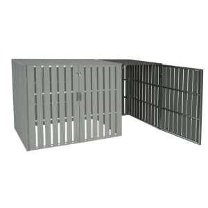 MCW Mülltonnenbox Erweiterung J28, grau, 115x76x100cm, mit Türgriffen und abschließbaren Türen.