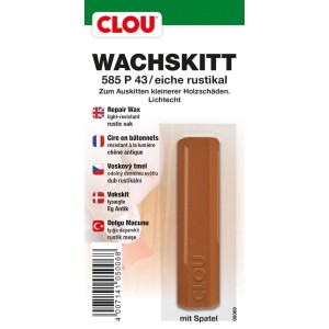 Clou Wachskitt Eiche Rustikal 15g zum Ausbessern von Holz, inklusive Spatel.