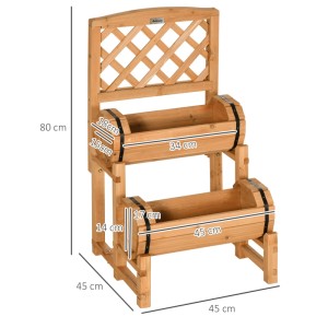 Outsunny Garten-Bett Blumenkasten Tannenholz Gelb 45L x 45B x 80H cm