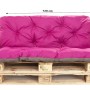 Setgarden Palettenkissen Set in Rose/Grau auf Holzpalette. Sitzkissen 120x60cm, Rückenkissen 120x50cm für Garten & Terrasse.
