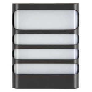 Moderne E2 Elektro LED Außenwandleuchte Vega in Anthrazit mit vier Lichtelementen.