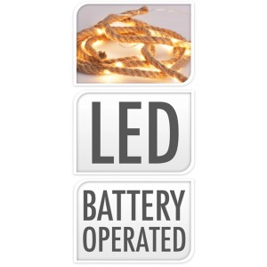 3 m LED-Seil für maritime Deko, batteriebetrieben, warmweiße LEDs.