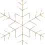Weiße Metall-Schneeflocke (30 cm) mit warmweißen LEDs für stimmungsvolle Außen- und Innendekoration.