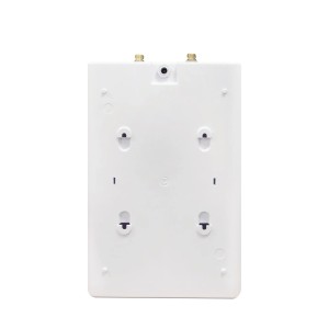 Thermoflow Untertischspeicher 5L mit Armatur QMIX12, Rückansicht mit Anschlüssen und Montagepunkten.