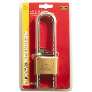 Burg-Wächter Messingschloss, verstellbarer Bügel, 50mm. Vorhängeschloss für flexible Höhenanpassung.