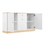 okwish Sideboard mit 3 Türen Doppelschubladen Wohnzimmer 135.5x76x39cm Weiß