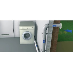 Verstellbares, weißes Luftgitter (System 100-150) im Einsatz, verbunden mit einem Lüftungssystem.