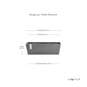 Ecopots Pflanztopf Bruges Grau 45 cm x 17 cm