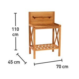 Rechteckiger Pflanztisch Chelsea (70x45 cm) aus Holz mit Ablageflächen für Garten und Gewächshaus.