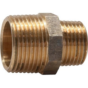 Gewinde-Reduziernippel aus Rotguss, 21 mm (R 1/2) x 26,4 mm (R 3/4) für Gewindefittings.