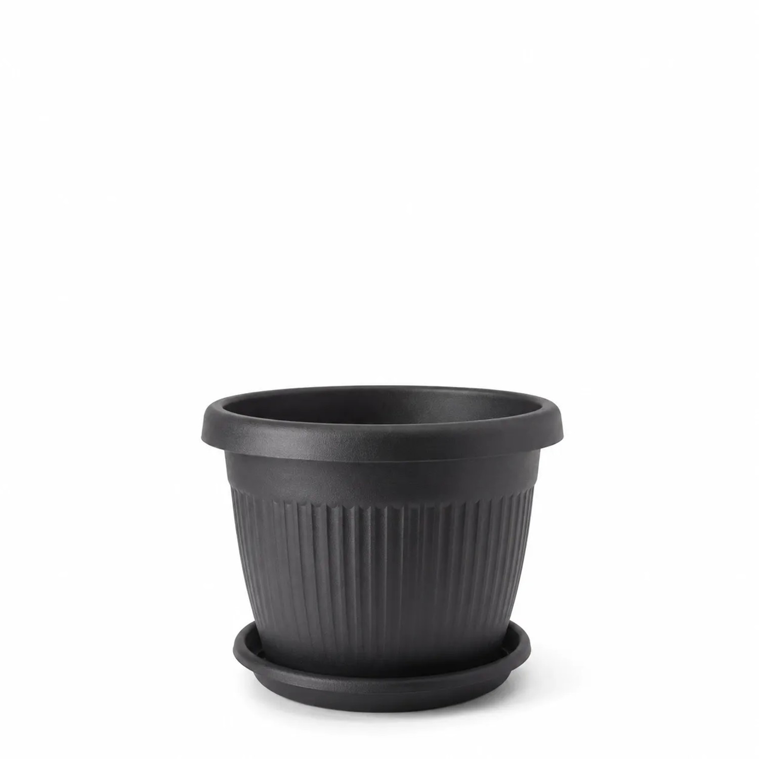 BigDean 62cm Blumentopf Mit Untersetzer Rund Anthrazit Wetterfester Pflanzkübel Wasserablauf UV Beständig Aus Bruchsicherem Kunststoff Innen Plus kaufen bei OBI
