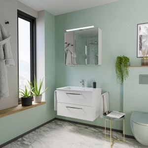 Pelipal Badmöbel-Set Trentino 77 cm Weiß Hochglanz 3-tlg.