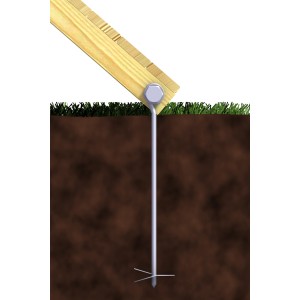 Eindrehbarer Winnetoo Bodenanker zur Befestigung von Gartenspielgeräten im Erdreich.