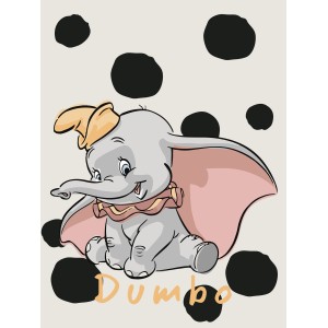 Komar Wandbild: Dumbo mit Punkten, 30x40 cm. Kinderzimmer Deko mit dem kleinen Elefanten.