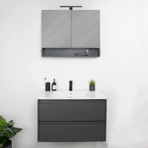 Badmöbel-Set Cleo 3.0 Grau-Anthrazit 3-teilig mit LED-Beleuchtung