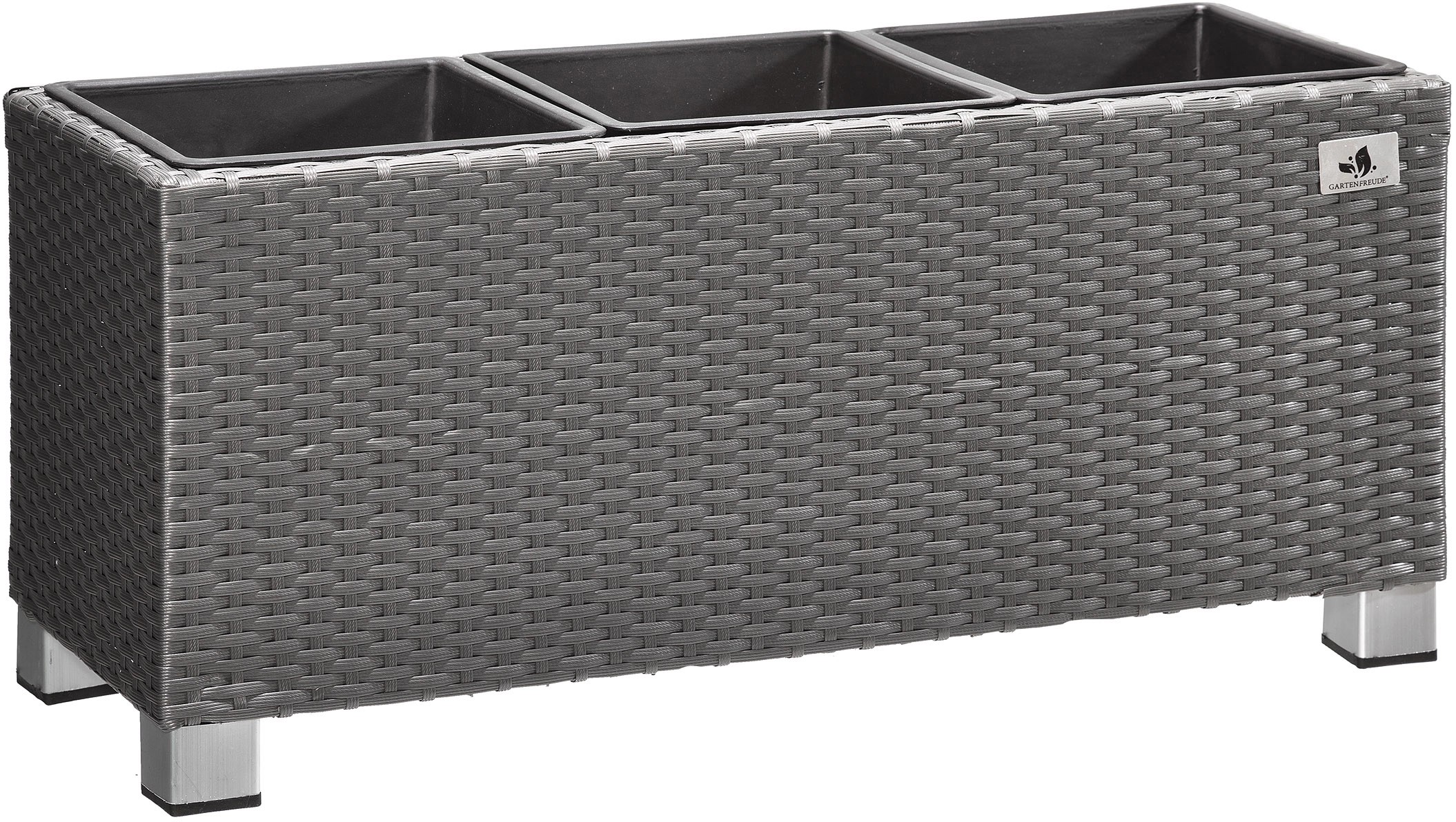 Gartenfreude Pflanzkübel Polyrattan 78 Cm X 27 Cm Grau Kaufen Bei OBI