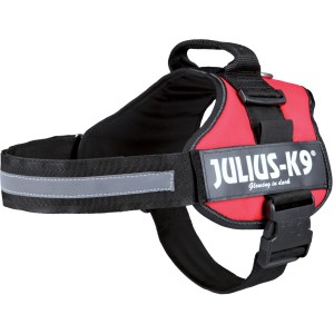 Rotes Julius K-9 Powergeschirr Gr. 2 (L-XL) mit reflektierenden Elementen für Hunde.