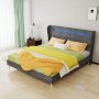 okwish Polsterbett 160x200cm mit LED Kopfteil Schlafzimmer Grau ohne Matratze_4