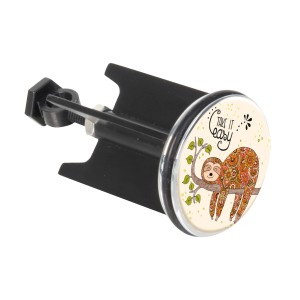 Wenko Waschbeckenstöpsel Pluggy mit Faultier "Take it easy" Design, mehrfarbig.