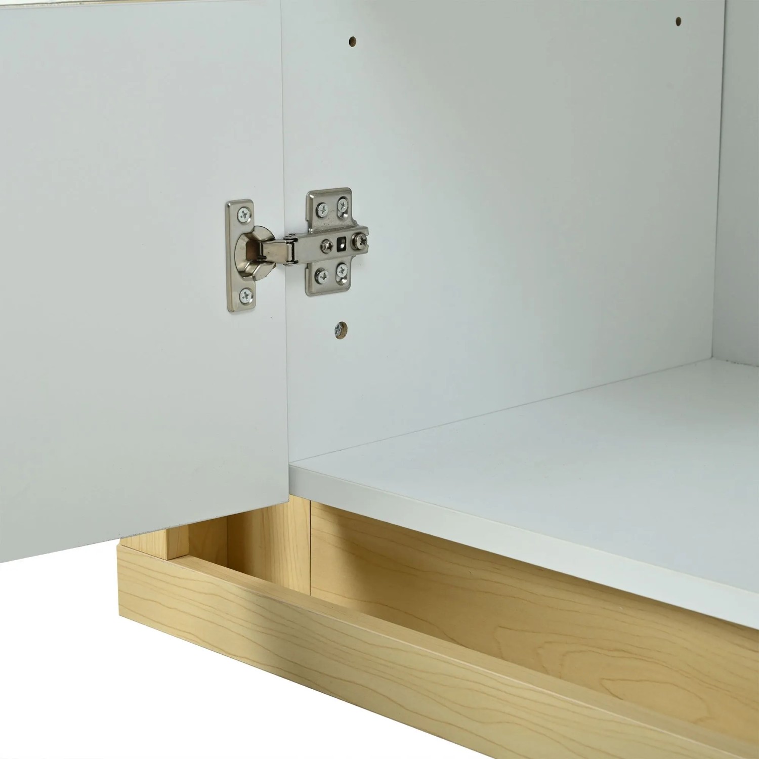 okwish Sideboard mit LED Türen Fächern Wohnzimmer Büro 140x40x84 cm Weiß_7