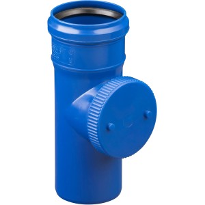 Blaues Marley HT Silent Reinigungsrohr DN 110 für Abwasser-Systeme.