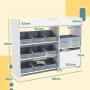 Weißes AIYAPLAY Kinderregal aus MDF mit 11 grauen Stoffboxen. 105x30x80cm. Perfekt zur Spielzeug-Aufbewahrung.