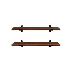 Songmics Schweberegale, 2er Set, 60 cm, braun-schwarz, für Bücher und Deko.