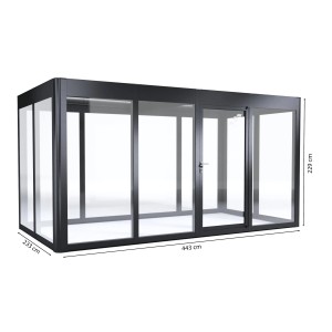 SunElements Gartenhaus SunGarden Infinity 4.2, anthrazit-metallic, 10,3 m² mit Acrylglaswänden.