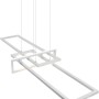 Moderne Trio LED Pendelleuchte Salinas, weiß matt, mit rechteckigen Elementen für Esszimmer.