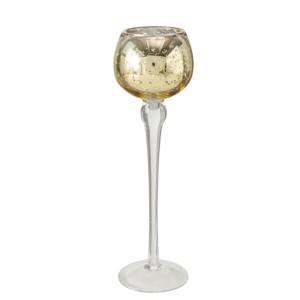 Goldenes Boltze Windlicht Minou M aus Glas, handgefertigt, für stimmungsvolle Beleuchtung.